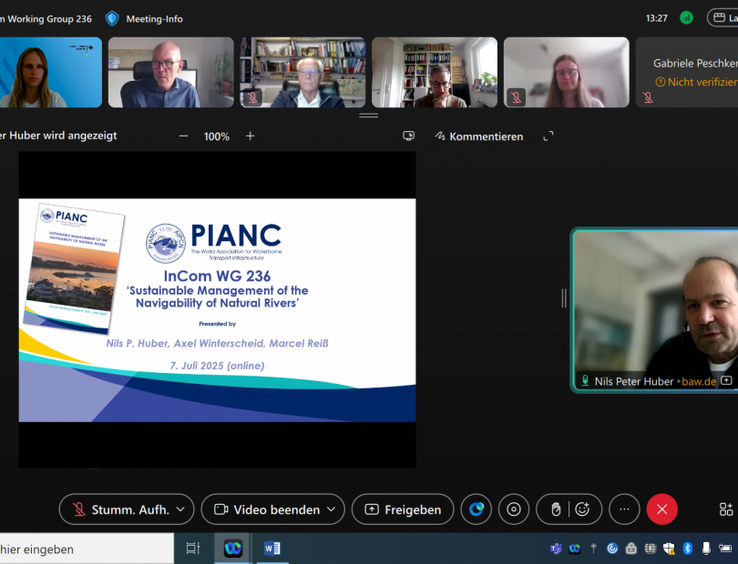 Screenshot aus dem virtuellen Meeting der Deutschen PIANC Sektion am 07.07.2025